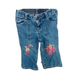 Faded Glory | Baby Girls Embroidered Blue Denim Floral Jeans